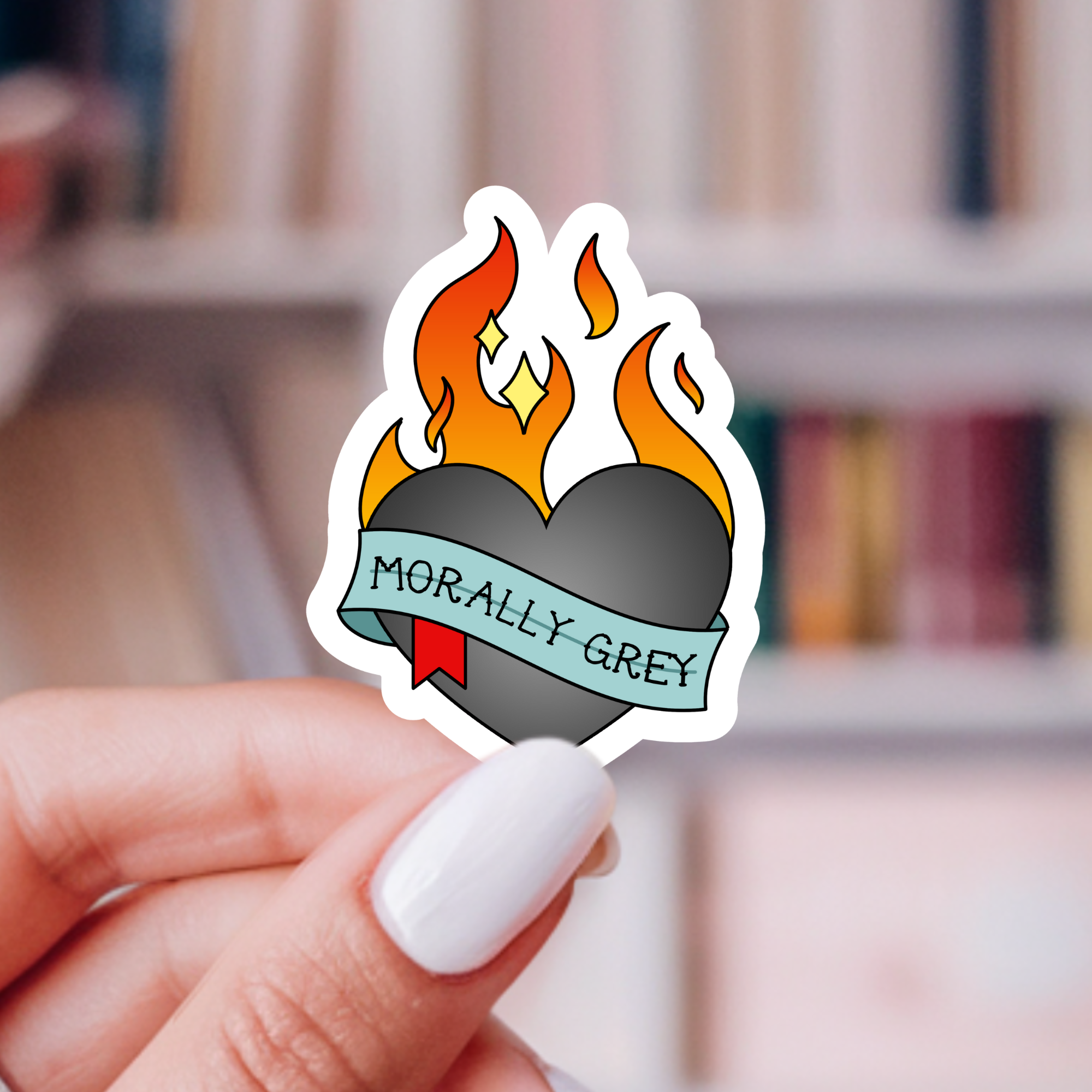 Morally Grey Heart Sticker: 2.5"