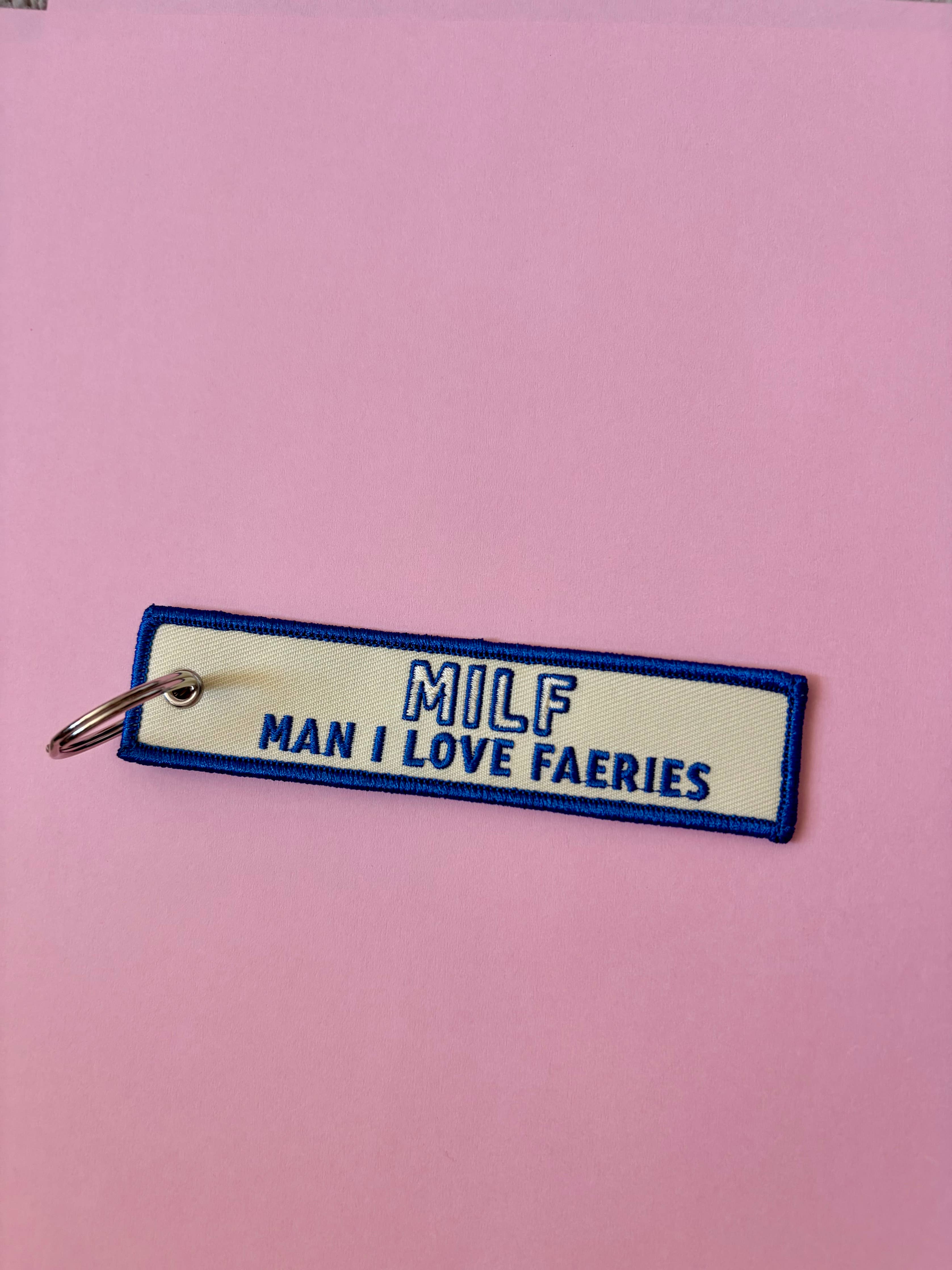 Man I Love Faeries 📖 Fabric Keychain / Pull Tag