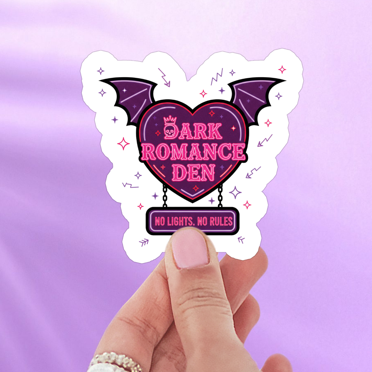 Dark Romance Den Waterproof Vinyl Sticker: Matte