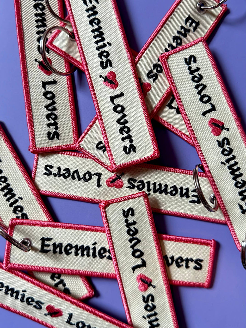 Enemies to Lovers 📖 Trope Fabric Keychain/Bookish Pull Tag