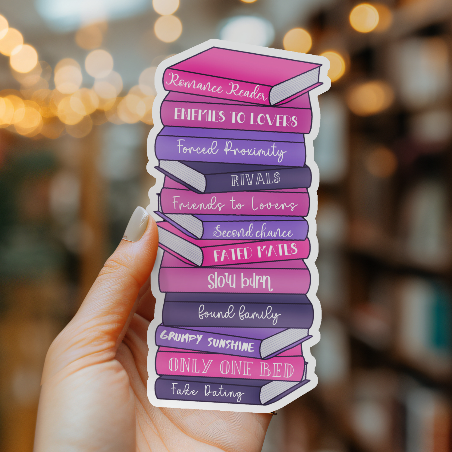 Romance Book Stack Bookmark | Soft Matte Laminated