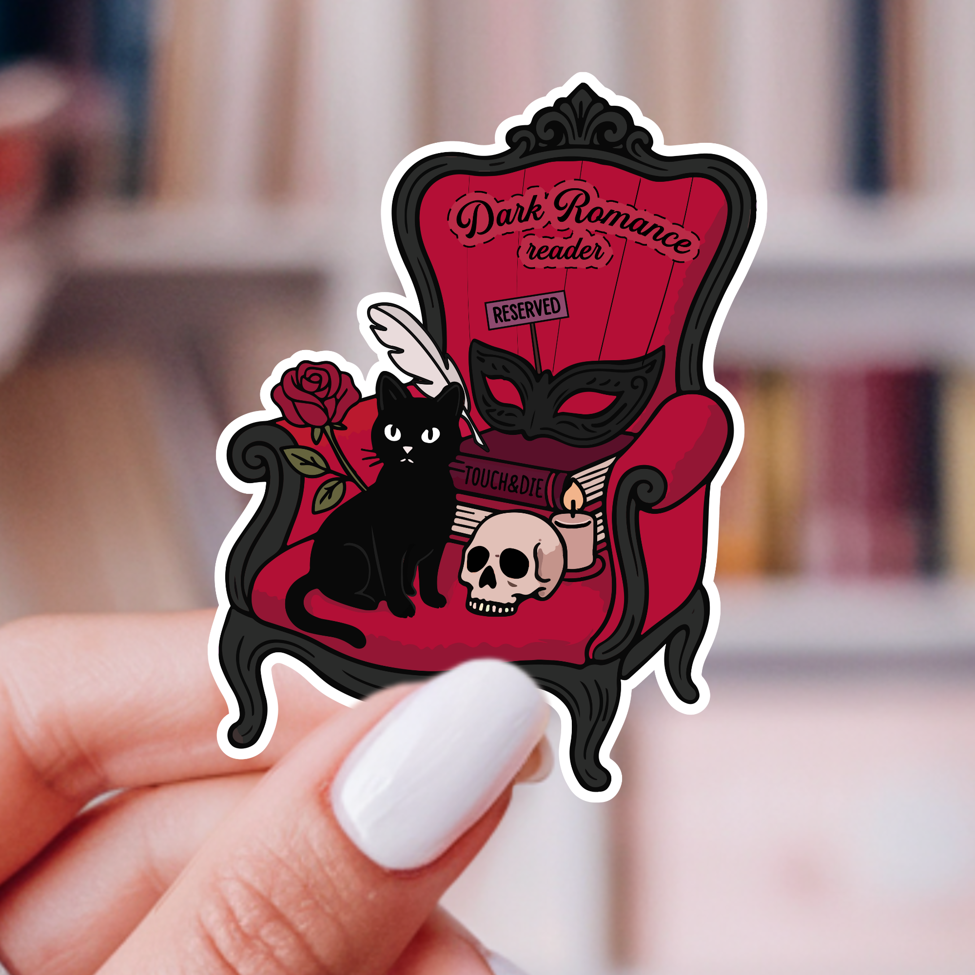Dark Romance Reader Chair Sticker